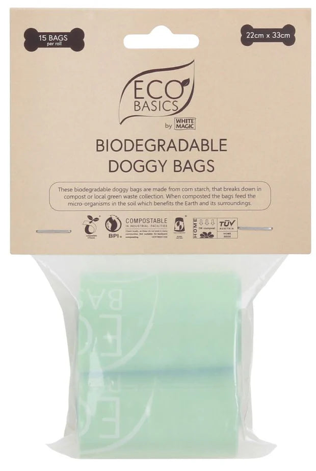 Biodegradable Doggy Bags – 15Bags 2 Rolls- Eco Basics