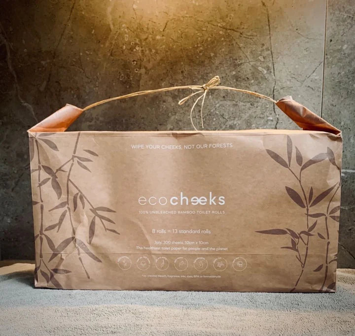 Unbleached Bamboo Toilet Paper Naked 8pk by Eco Cheeks