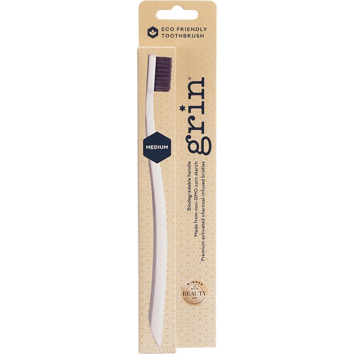 Charcoal- infused Biodegradable Toothbrush (Medium or Soft ) - Grin Natural