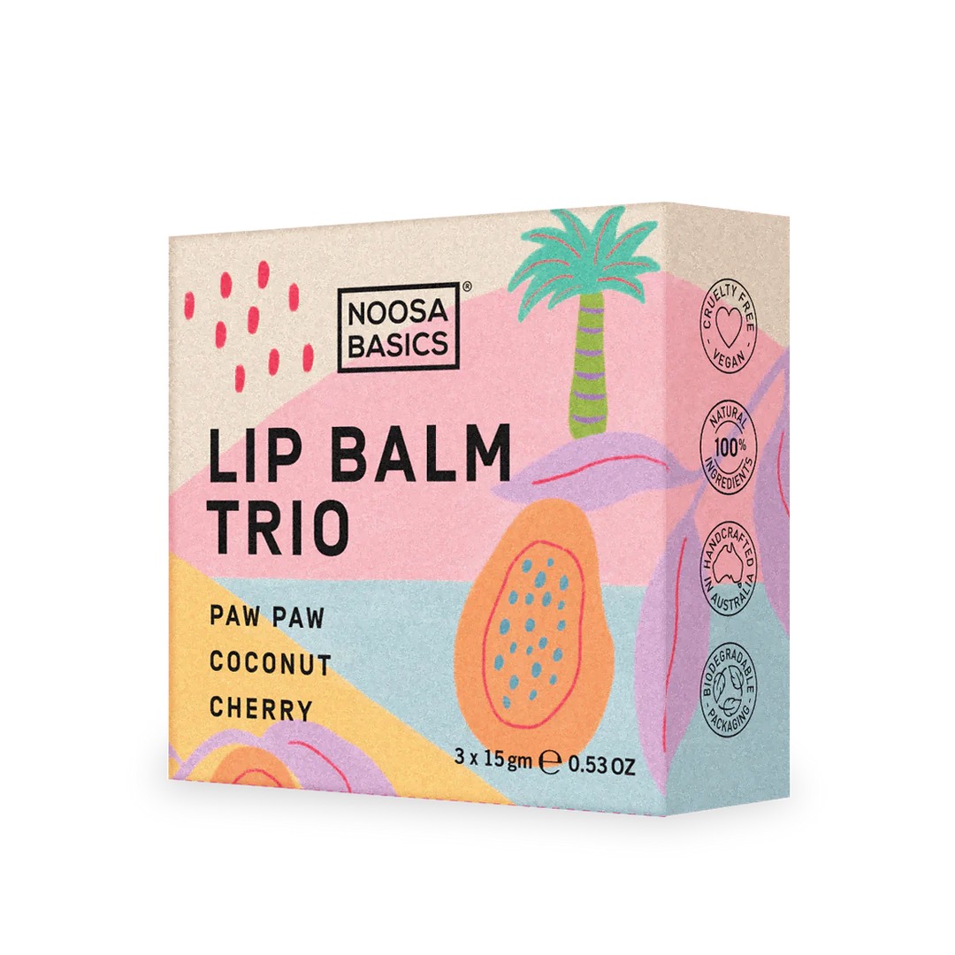 Lip Balm Trio - Paw Paw, Coconut and Cherry by Noosa Basics