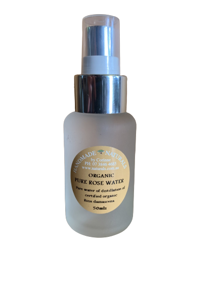 Pure Organic Rose Water Mist (Hydrosol) from Handmade Naturals - Glass Bottle