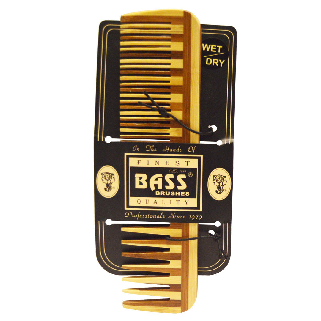 Bamboo Comb (Wide & Fine Tooth) by Bass Brushes