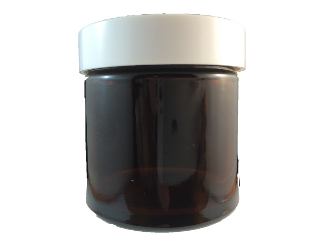 Bottle-Jar Amber Glass with white screw lid-50ml