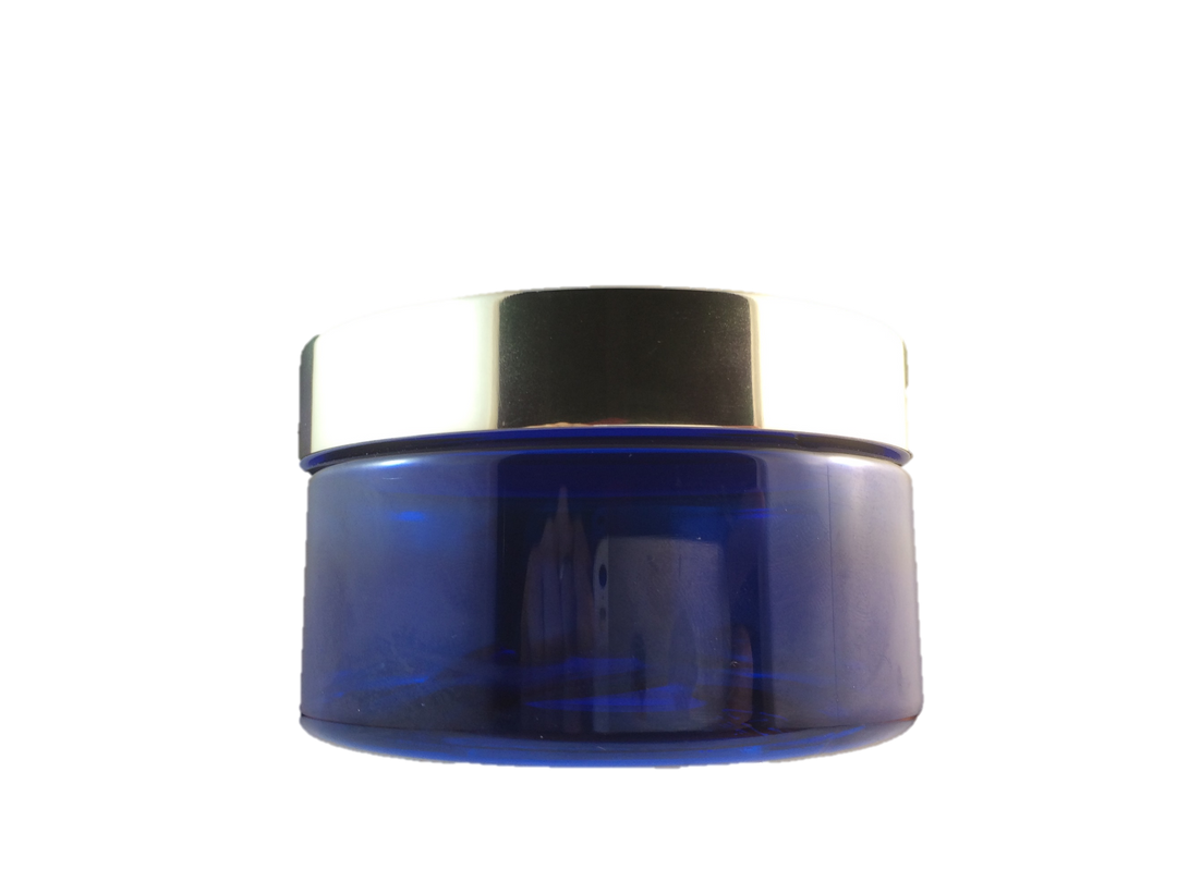 Bottle-Jar PET plastic Blue with Silver screw lid-250ml