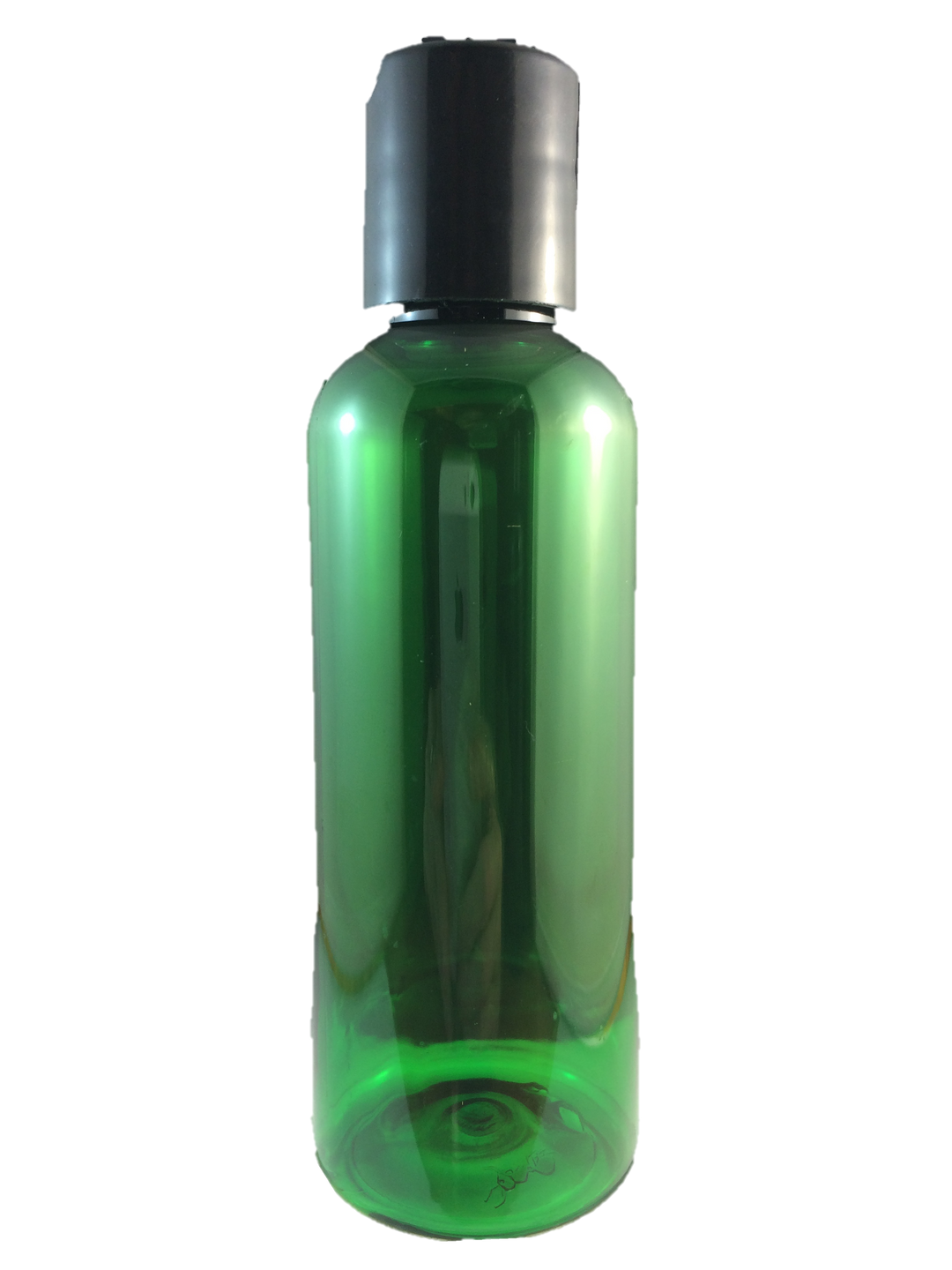 Bottle-Green PET plastic with Black press down disc cap