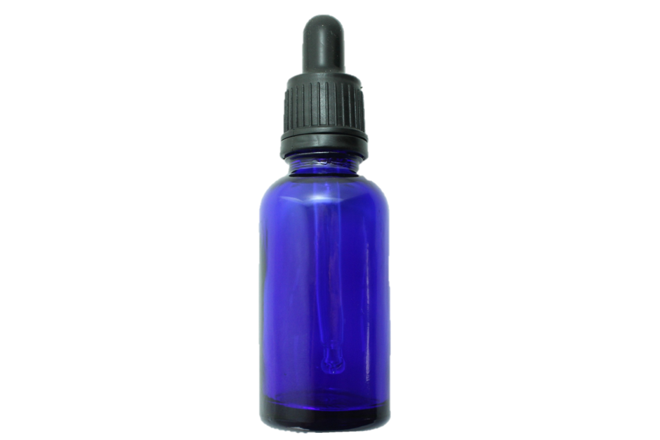 Bottle-Blue Glass with black dropper-30ml