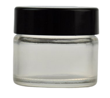Bottle-Jar Clear Glass with black screw lid-small-15ml