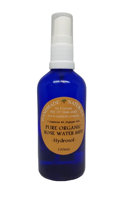 Pure Organic Rose Water Mist (Hydrosol) from Handmade Naturals - Glass Bottle