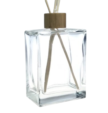 Reed Diffuser Clear Bottle Glass Rectangular with Bamboo Cap